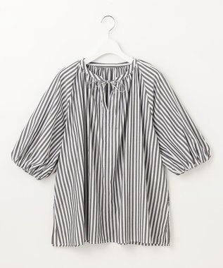 UNFILO 【洗える】イージーケア ボリュームスリーブブラウス ブラック系