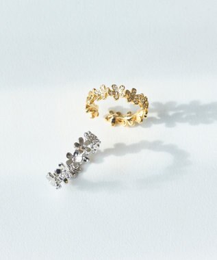 Phoebe フローラルビジューレースカフリング　シルバー シルバー