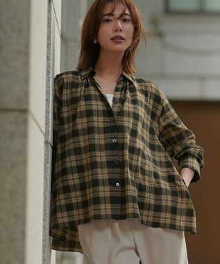 roku コットンチェックシャツ　ベージュ 6(ROKU)＞コットン チェック シャツ