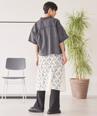 AMERICAN HOLIC Ｗポケットデニムショートシャツ Black