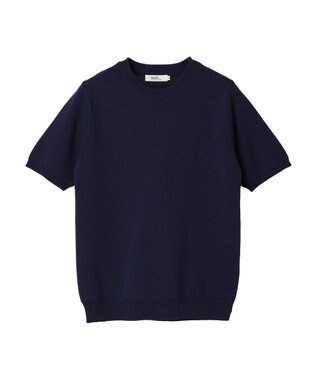 earth music&ecology 総針クルーネックハンソデプルオーバー Navy