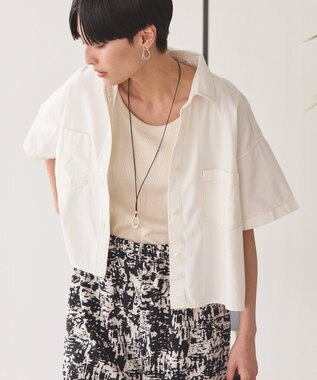 AMERICAN HOLIC Ｗポケットデニムショートシャツ Off White