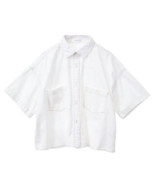 AMERICAN HOLIC Ｗポケットデニムショートシャツ Off White