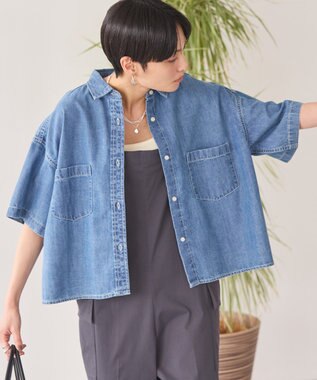 AMERICAN HOLIC Ｗポケットデニムショートシャツ Indigo
