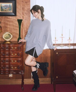 earth music&ecology パウダーシャギーシャーリングニットミニワンピース Gray