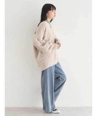 earth music&ecology ロングシャギーＶネックカーディガン Beige