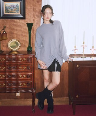 earth music&ecology パウダーシャギーシャーリングニットミニワンピース Gray