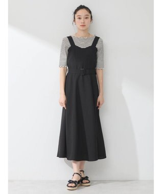 earth music&ecology ベルト付きパネルラインワンピース Black