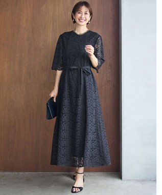 【19号サイズまで展開・オケージョン】フラワーリーフコードレース ワンピース