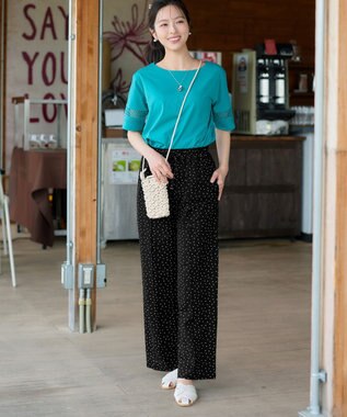 Tiaclasse 【おのののかさん着用】冷凛(ひやりん)カノコカットソーピンタックパンツ ブラックドット