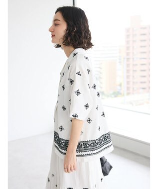 CRAFT STANDARD BOUTIQUE パネル刺繍開襟シャツ Off White