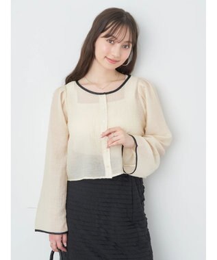 earth music&ecology シアーパイピングシャツ Ivory