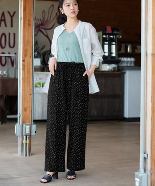 Tiaclasse 【おのののかさん着用】冷凛(ひやりん)カノコカットソーピンタックパンツ ブラックドット