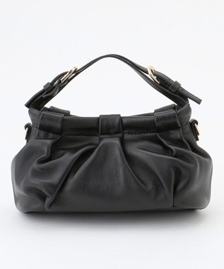 LA BAGAGERIE シープレザー　ギャザーミニマムバッグ ブラック