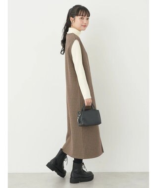 earth music&ecology 圧縮ニットＺＩＰジャンスカ Gunclub Check