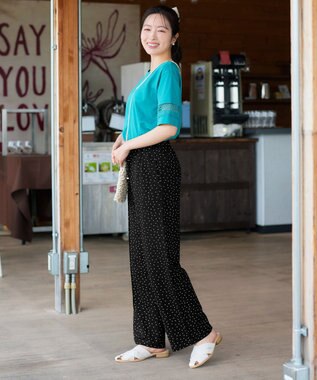 Tiaclasse 【おのののかさん着用】冷凛(ひやりん)カノコカットソーピンタックパンツ ブラックドット