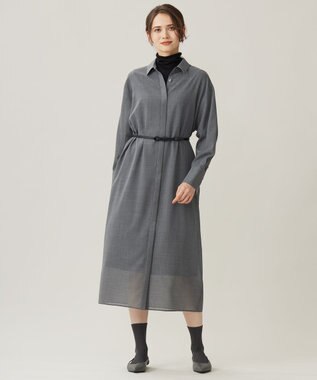 自由区 【洗える】ライトビエラシャツ ワンピース TOPグレー