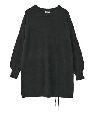 earth music&ecology パウダーシャギーシャーリングニットミニワンピース Black