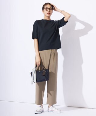 J.PRESS LADIES 【洗える】ストレッチタイプライター ラップディテール ワイド パンツ モカ系