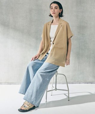 UNFILO シアーフォルムニット ジャケットジレ サンドベージュ