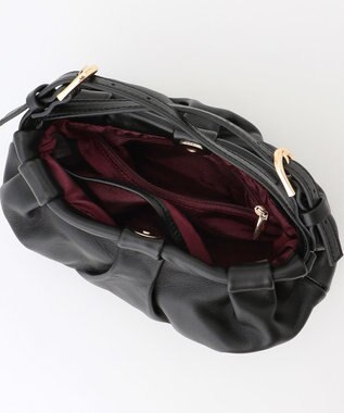 LA BAGAGERIE シープレザー　ギャザーミニマムバッグ ブラック