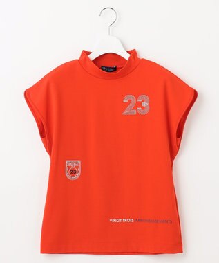 23区GOLF 【WOMEN】新色追加！【吸水速乾/UVカット】フレンチスリーブロゴモックネック オレンジ系