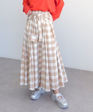 Green Parks イージーケアチェックボリュームスカート Beige