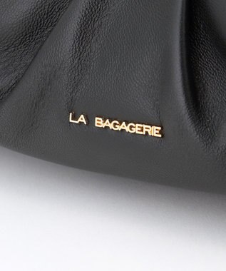 LA BAGAGERIE シープレザー　ギャザーミニマムバッグ ブラック