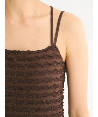 Green Parks カップ付きフリル生地キャミワンピース Brown