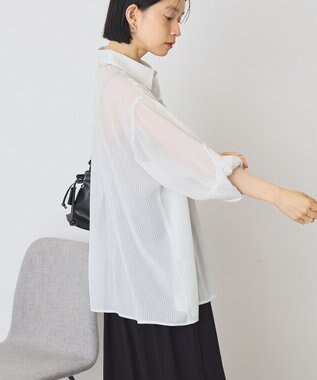AMERICAN HOLIC ウエストタックシアーストライプシャツ Off White
