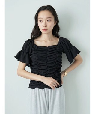 earth music&ecology カットシャーリングプルオーバー Black