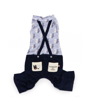 PET PARADISE リサとガスパール サスペンダー つなぎパンツ 《であい柄》 小型犬 ネイビー