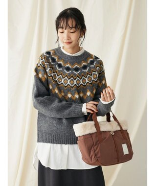 CRAFT STANDARD BOUTIQUE 求心柄ニットプルオーバー Gray