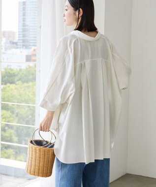 AMERICAN HOLIC 【WEB限定】接触冷感Wポケットシャツチュニック Ivory
