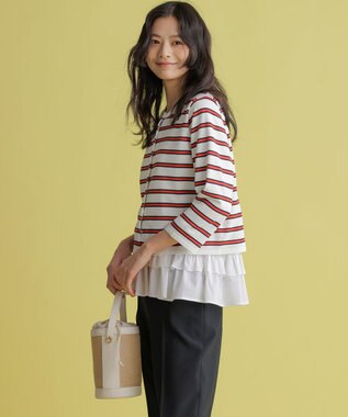 組曲 マイラックカラー カーディガン ボーダー系1