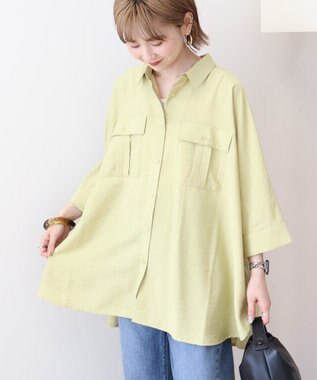 AMERICAN HOLIC 【WEB限定】接触冷感Wポケットシャツチュニック Khaki