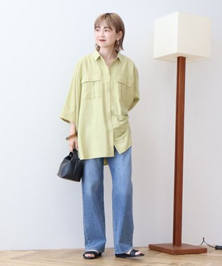 AMERICAN HOLIC 【WEB限定】接触冷感Wポケットシャツチュニック Khaki
