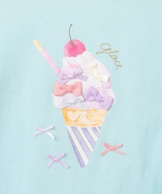 ANY KIDS 接触冷感 しろくま オフショルダー Tシャツ ライトブルー×アイス