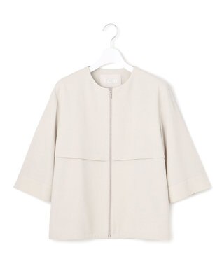 ICB L 【UVカット・洗える】ウール2WAYストレッチ ノーカラーブルゾン トープ系