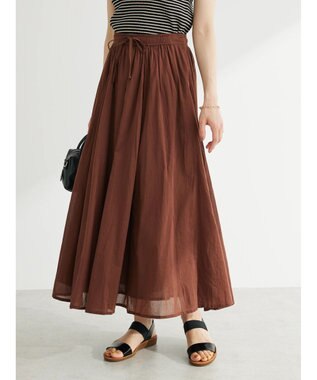 Green Parks インド綿　ふんわりボイルロングスカート Brown