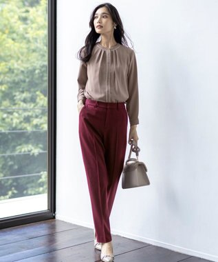 ANY SIS S 【洗える】フロントタックバイカラー ブラウス モカ