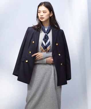 J.PRESS LADIES Vintageプリント スクエア スカーフ ネイビー系5