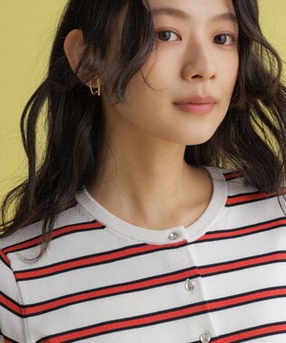 組曲 マイラックカラー カーディガン ボーダー系1