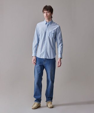 J.PRESS MEN 【KANEMASA JERSEY】【きちんと見え、快適な着心地】ストライプジャージ ボタンダウンシャツ / JAPAN MADE サックスブルー系1