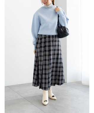 Te chichi チェックアソートロングプリーツスカート オフホワイト