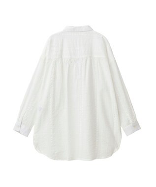 Green Parks インド綿 シアサッカーシャツ Off White