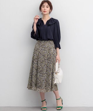 組曲 【先行予約】【WEB限定】シアーリンクルクロス フリル襟ブラウス ネイビー系