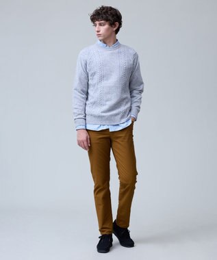 J.PRESS MEN ウール×カシミヤの上質素材【Cash Lamb's Wool】ケーブルクルーネック ニット_25年モデル ライトグレー系