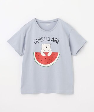 ANY KIDS 接触冷感 ミラクルプリント Tシャツ サックスブルー×スイカ