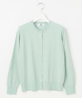 J.PRESS LADIES S 【洗える】BASIC HT COTTON クルーネック カーディガン ミント系